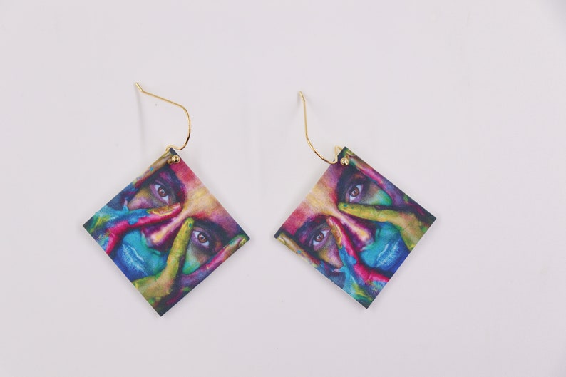 woman/'s face earrings Face earrings abstract earrings