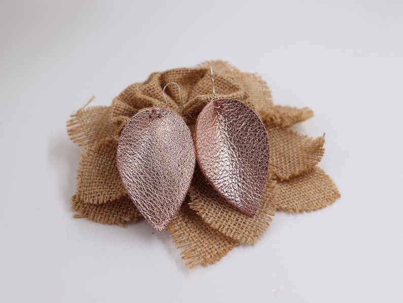 Pink leather earrings