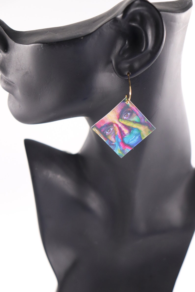 woman/'s face earrings Face earrings abstract earrings