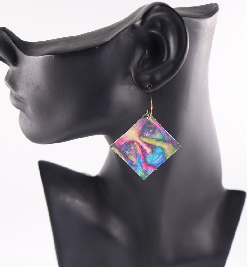 woman/'s face earrings Face earrings abstract earrings