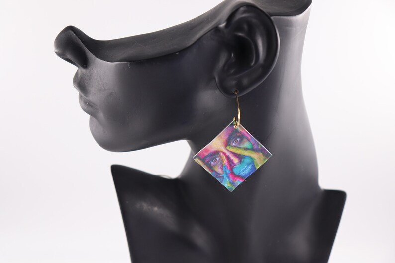 woman/'s face earrings Face earrings abstract earrings