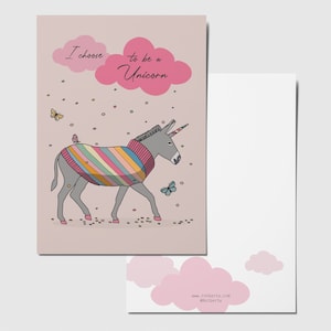 Postkarte "I choose to be a Unicorn", Einhorn Esel Grußkarte