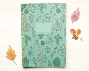 Environmentally friendly notebook with grass paper pages, DIN A5