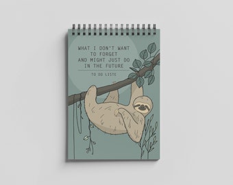 To Do List DIN A6, ring binding, sloth