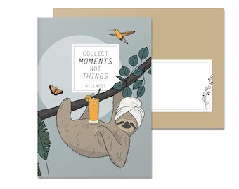 Folding card Collect Moments not Things Wellness, sloth