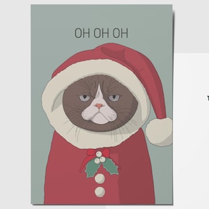 Weihnachtskarte OH OH OH, Katze Grußkarte