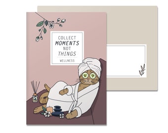 Folding card Collect Moments not Things Wellness, cat