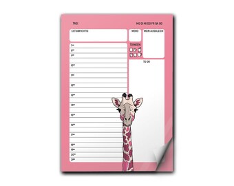 magnetic daily planner DIN A6 giraffe pink