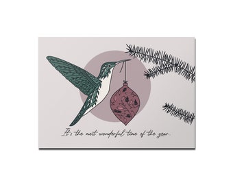 Postcard Christmas Hummingbird Christmas Tree Ball