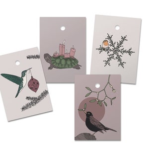 Geschenkanhänger Set Weihnachten, 8 Anhänger mit 4 Motiven