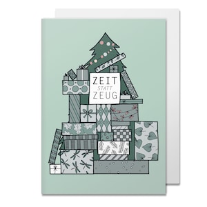 Klappkarte Zeit statt Zeug Weihnachten, inkl. Briefumschlag und Liste Gutscheinideen