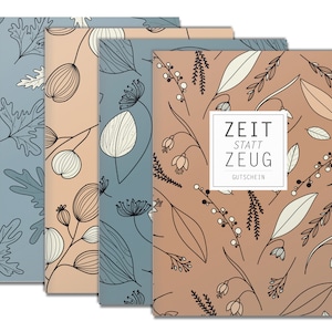 Set Klappkarten Zeit statt Zeug, 4 Klappkarten, 4 Muster, mit Briefumschlag