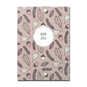 Postkarte God Jul, Muster altrosa