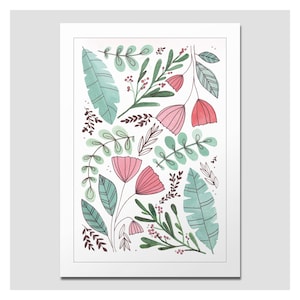 Rotberta Print DIN A5 auf Recyclingpapier, Blumen&Blätter Muster 1