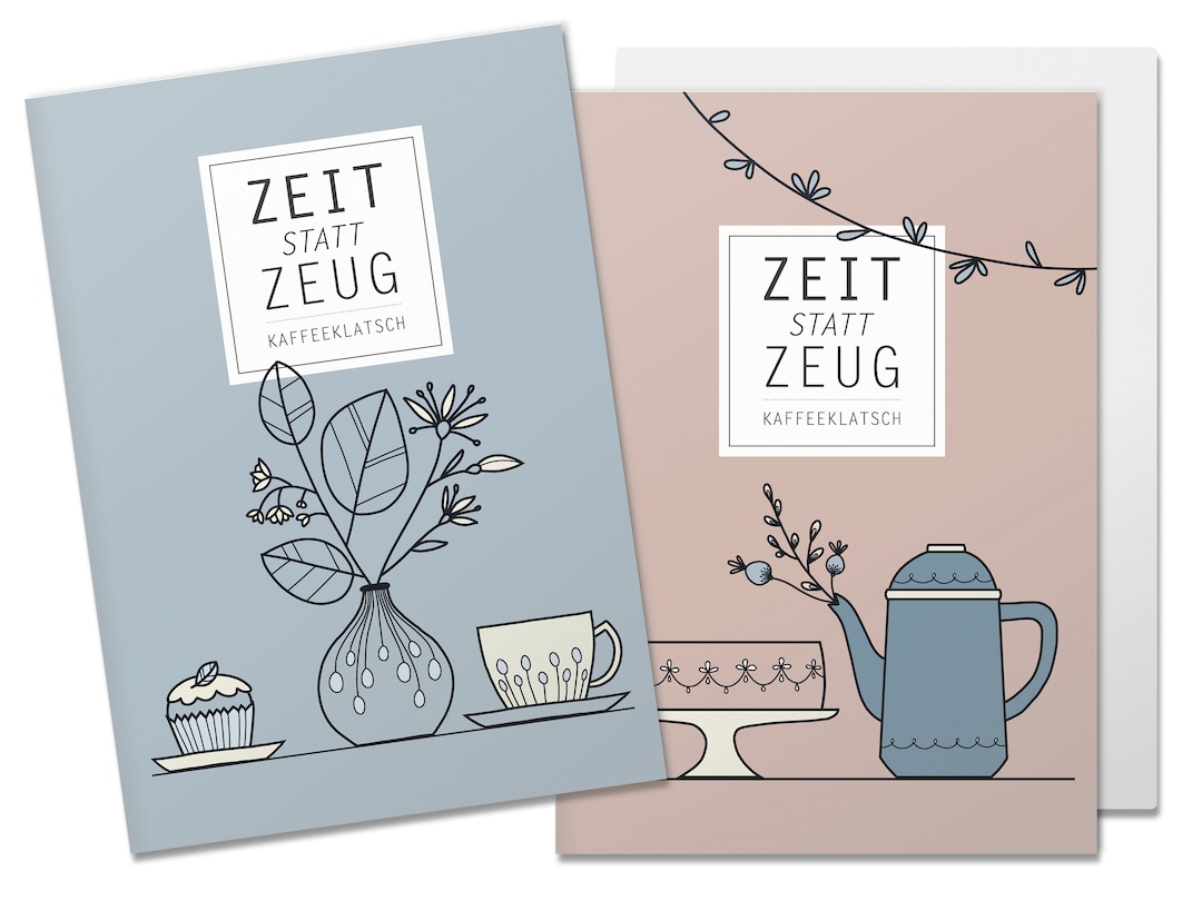 Set of 2 Folding Cards Time Instead of Stuff Coffee Klatches Etsy