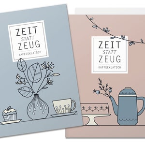 Set mit 2 Klappkarten Zeit statt Zeug Kaffeeklatsch, Kuchen und Törtchen