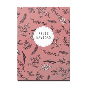 Postkarte Feliz Navidad, Muster rot