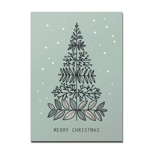 Postkarte Merry Christmas, Tannenbaum hellgrün