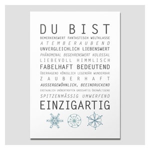 Postkarte Du bist einzigartig, Schneeflocken, DIN A6