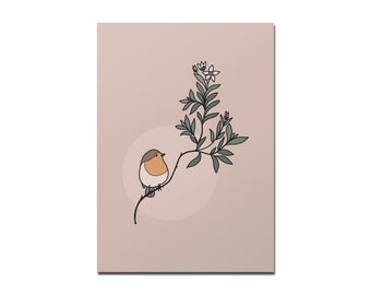 Rotberta Postkarte Rotkehlchen mit Zweig