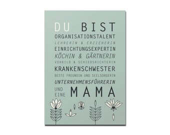 Poster DIN A4 auf Recyclingpapier, Du bist Mama