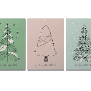 Set Postkarten, Weihnachten Tannenbaum, 3 Karten
