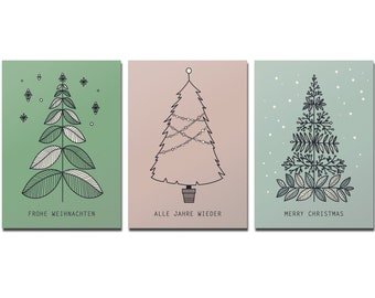 Set of postcards, Christmas tree, 3 cards