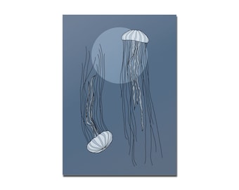 Card A6 Jellyfish blue