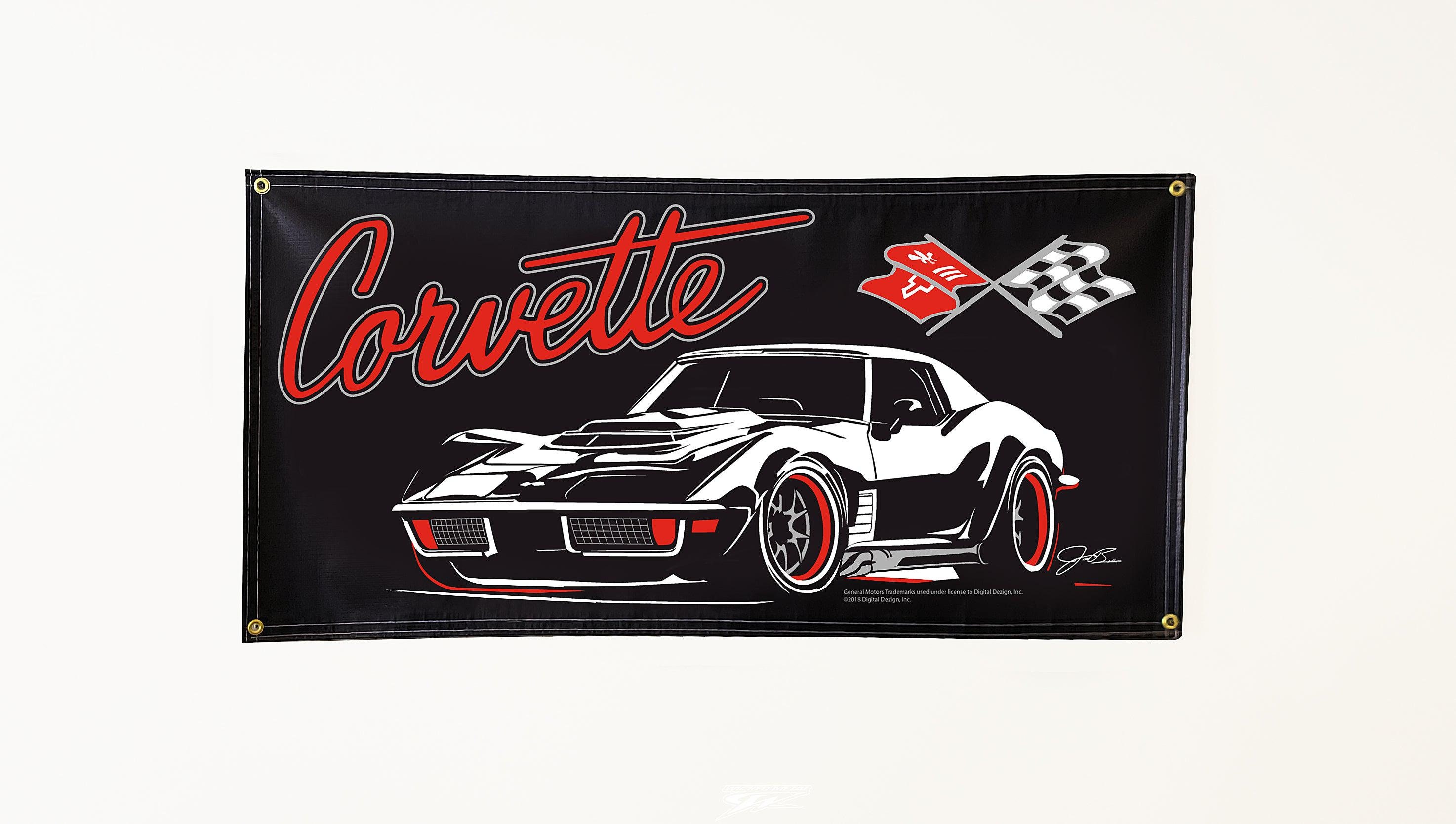 Corvette C3 Metal Stingray Emblem Sign – 18x4 Inches – Garage Art By ZIC Motorsports