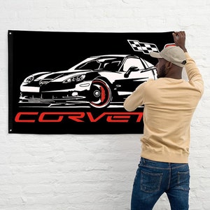 Corvette C6 Banner, wall art - garage banner art 24&quot; X 48&quot;
