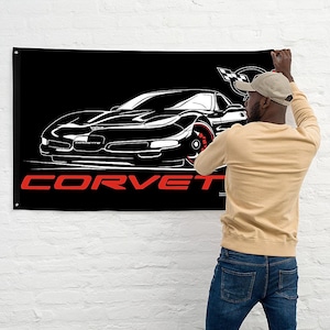 Corvette C5 Banner, wall art - garage banner art 24&quot; X 48&quot;