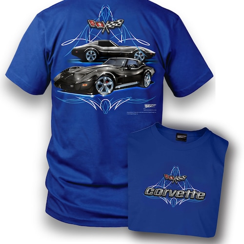 C3 Corvette T-Shirt - American Flag Design, Classic Muscle Car Tee, Black