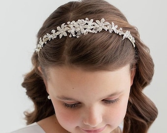 Flower Girl Crown, Flower Girl Tiara, Flower Girl Headband, rhinestone tiara, first communion tiara, Marianna Flower Girl Tiara