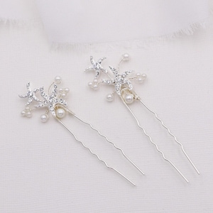 Starfish Bridal Hair Pins, Starfish wedding tiara, Star Fish Beach wedding hair accessories, Bayley Bridal Wedding Starfish Hair Pin Set