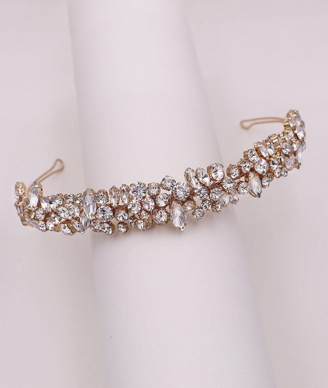 Bridal Headpiece Crystal Gold, Bridal Tiara headpiece, wedding hair accessories, rhinestone tiara, crystal tiara, Mosaic Gold Headband