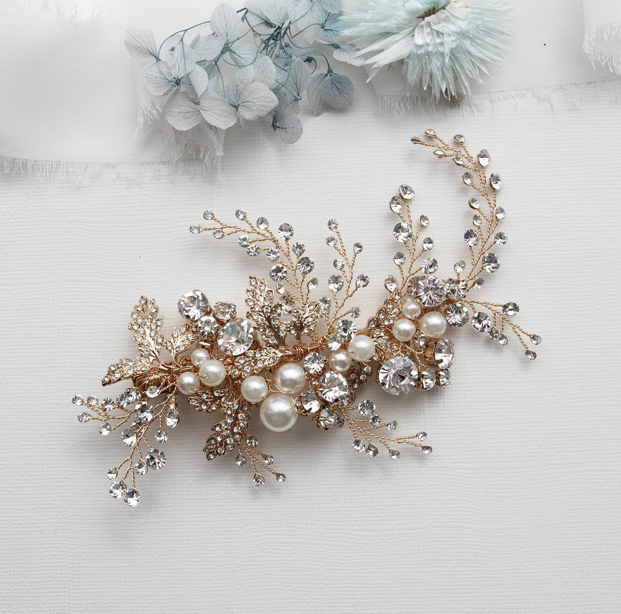 Ana Rebeca Bridal Gold Crystals Pearl Bridal Hair Comb il_fullxfull.3682800360_n3kn.jpg main image 4