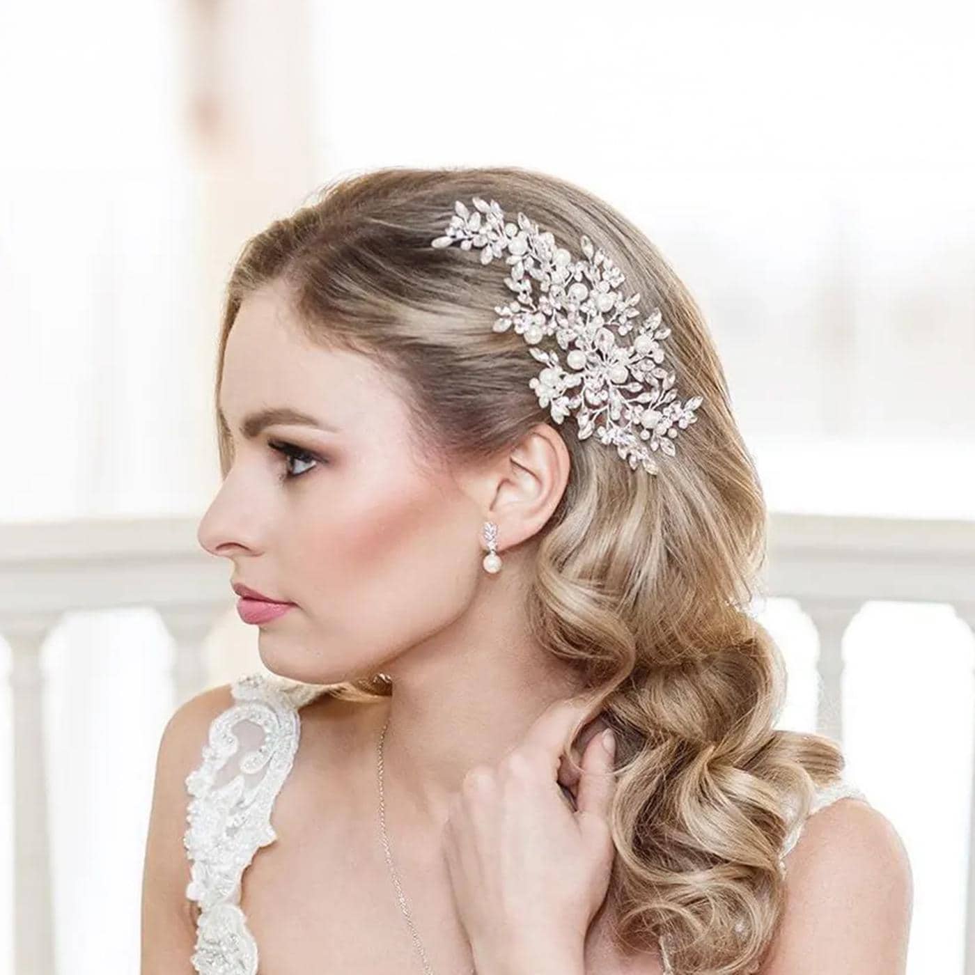 Pettine Per Capelli Da Sposa YAZILIND Con Fiori E Strass, Accessorio Elegante Per Matrimonio E Feste - 2