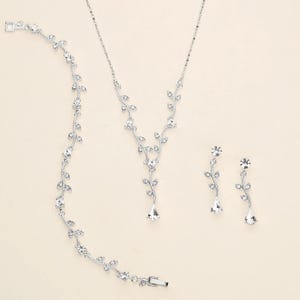 Bruiloft sieraden set, kristallen bruids parel sieraden set, roségouden sieraden set, Carla Vine parel sieraden set 40 afbeelding 5