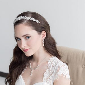 Bruiloft sieraden set, kristallen bruids parel sieraden set, roségouden sieraden set, Carla Vine parel sieraden set 40 afbeelding 7