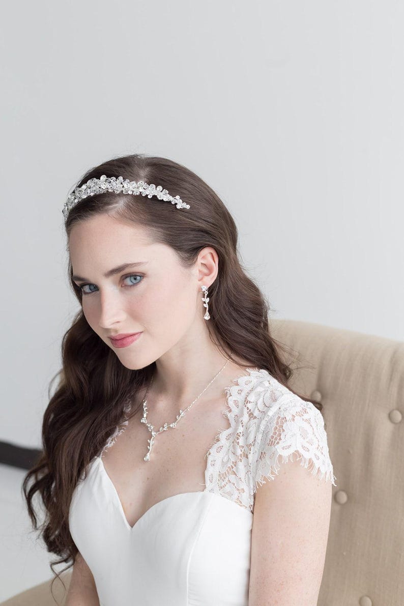 Bruiloft sieraden set, kristallen bruids parel sieraden set, roségouden sieraden set, Carla Vine parel sieraden set 40 afbeelding 7
