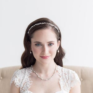 Gold Pearl Collar Necklace Jewelry Set, Wedding Jewelry with Pearls, Bridal Jewelry Set, Kathy Full Gold Jewelry Set image 13