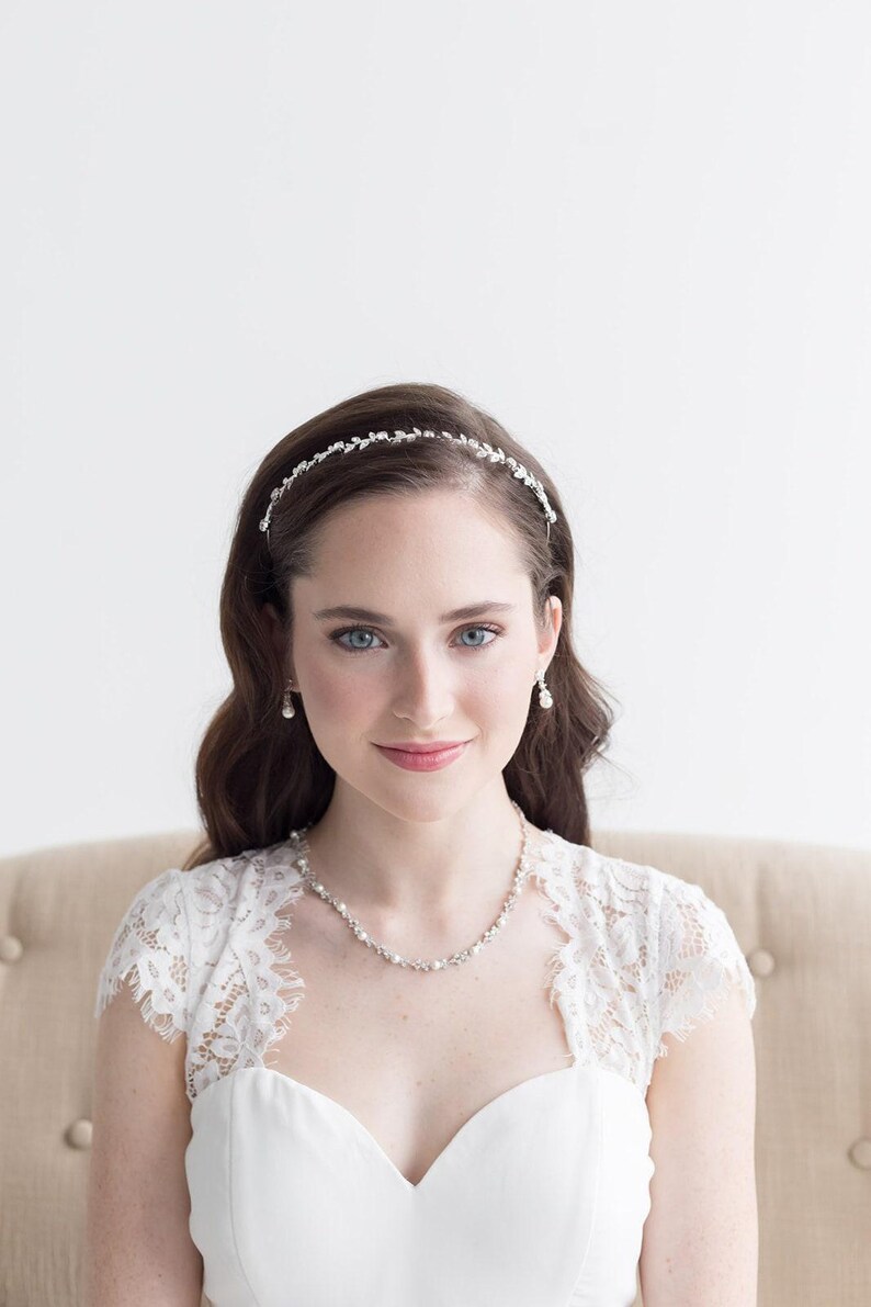 Gold Pearl Collar Necklace Jewelry Set, Wedding Jewelry with Pearls, Bridal Jewelry Set, Kathy Full Gold Jewelry Set image 13