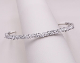 Wedding Headband Silver, Cubic Zirconia headband, wedding headpiece, wedding tiara, Savannah Silver Wedding Headband