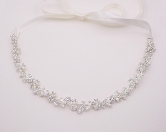 Silver Bridal Headband Pearl, Wedding Headband for Brides, Pearl Wedding Headband, Wedding Headpiece, Flora Silver Headband