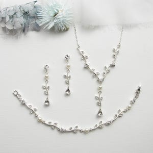 crystal pearl vine teardrop jewelry set wedding