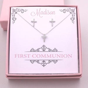 First Communion Gift, Cross Earrings, first communion jewelry, Communion Gift, Girls Cross Jewelry Set