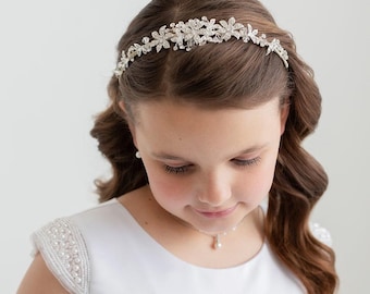 Flower Girl Crown, Flower Girl Tiara, Flower Girl Headband, rhinestone tiara, first communion tiara, Marianna Flower Girl Tiara
