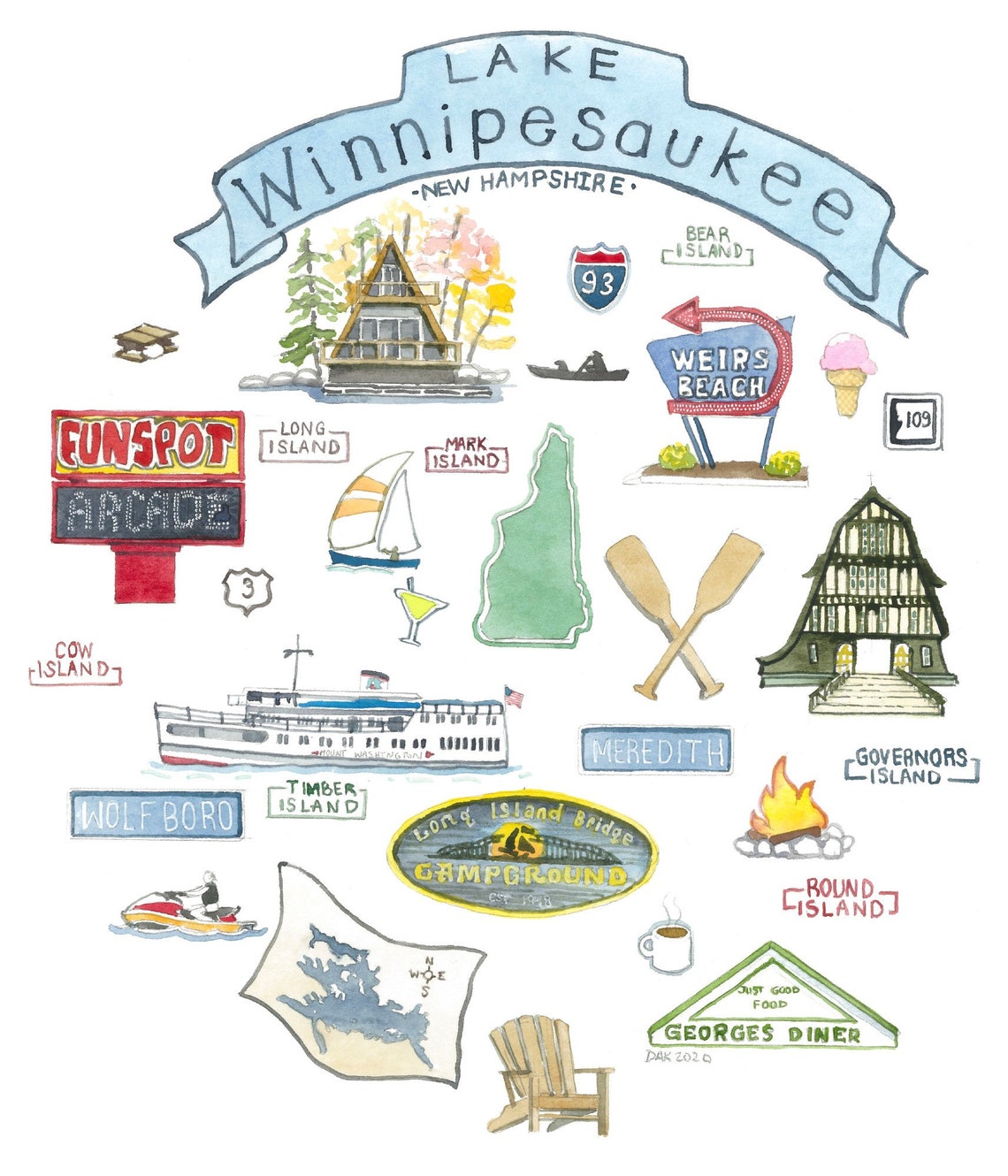 Lake Winnipesaukee Highlights Etsy