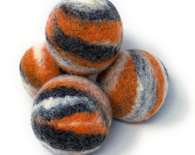 4 Wool Dryer Balls colorful marbled design FREE Shipping to USA, Free bag, Made in America, USA, unscented, Organic, Natural Wool Creativity