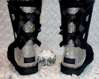black uggs with bows and rhinestones black uggs with bows and rhinestones